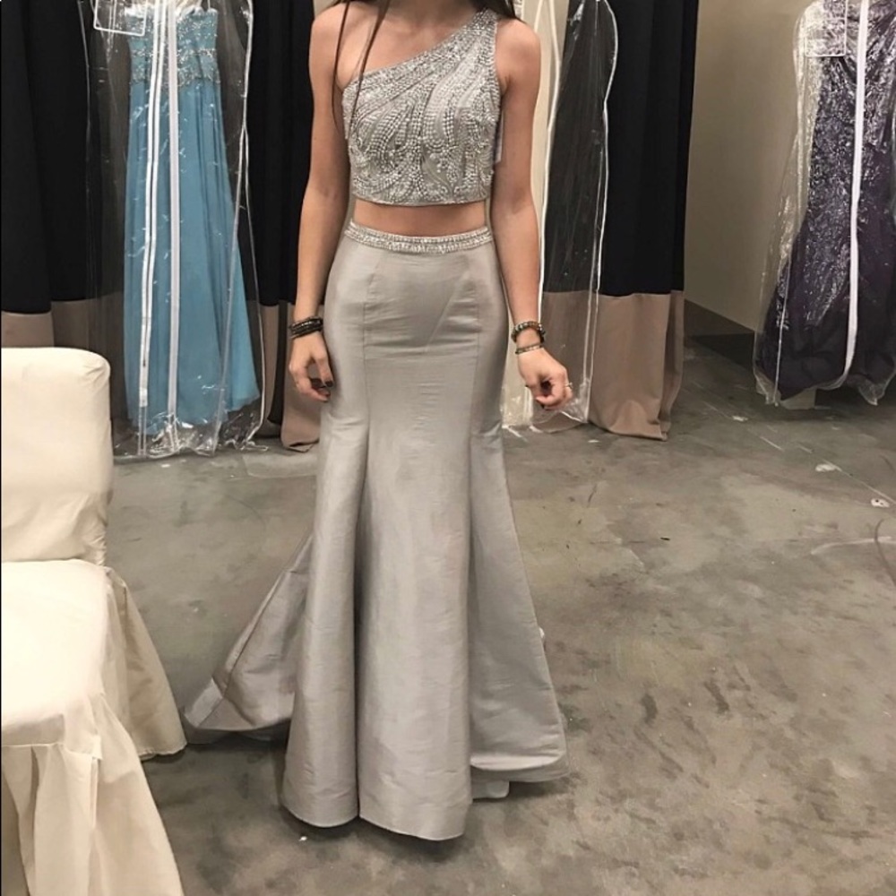 2-piece silver dress